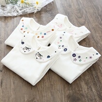 Girls base shirt Spring and Autumn Baby Doll Collar White Baby Long Sleeved T-shirt Lapel Cotton Childrens Lapel Top