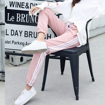 Pink harbor style pants slim sweatpants womens loose toe leggings student ins tide wild leisure spring and autumn