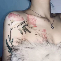 Pink plain elegant beautiful female flower shoulder sexy tattoo sticker ins waterproof long-lasting soft sister