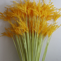 New Products Yellow Emulation Rice Wheat Ears Fake Rice Straw Placed Plastic Fake Rice Barley Decorative Silk Flowers