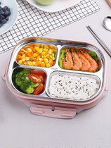 Childrens lunch box 304 stainless steel Primary School students anti-scalding lunch box insulation with lid deepening cute cartoon lunch plate