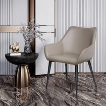 Weton Nordic dining chair light luxury business hotel chair backrest armchair iron creative modern minimalist leather chair