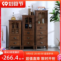 Small wine cabinet simple modern home living room cabinet against the wall wine cabinet American wine cabinet solid wood decorative cabinet small apartment