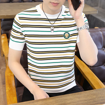 Summer t-shirt male sashimi round-collar men short sleeves 2022 new guys Tide Cards Handsome and casual undershirt