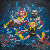 (Oil Painting Original) Search Hunter Chen Jianzhou < Undersea Treasure Hunt > 120 * 120cm West Tours Original for Auction