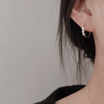 Simple Curved Earrings 925 Sterling Silver Rose Gold Three Zircon Small Earrings Personality Joker earrings