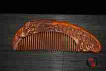 Boutique Yellow Yang wood Finely Carved Phoenix Comb Pendulum with a solid wood engraved handlebar piece Living room Decorative Arts collection