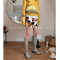 mooreyu long boots womens thick legs big tube circumference thin and thick bottom knight boots high tube all-match thin boots square head women