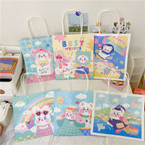 Cute soft cute bear cartoon cute girl student rabbit mini packaging bag pose decorative paper bag gift bag