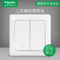 Schneider switch socket panel Ruiyi simple white household 86 type two-open single control light switch with fluorescence