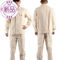 Welding work clothes suit men thickened white canvas multi-pocket cotton welding work clothes i wear-resistant and anti-scalding heat insulation labor