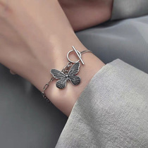 Japan and South Korea simple sweet niche retro butterfly bracelet hip hop temperament OT butterfly jewelry ins personality pendant tide