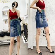 Denim skirt women Summer high running bag hip skirt 2019 spring new old simple OL Korean slim skirt