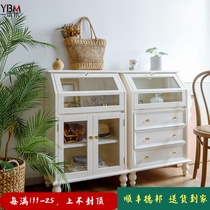 Japanese small sideboard drawer locker kitchen bedroom storage cabinet tea cabinet glass display display cabinet