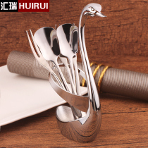 Huirui stainless steel fruit fork Fashion creative Cygnus fruit sign tableware set Western tableware