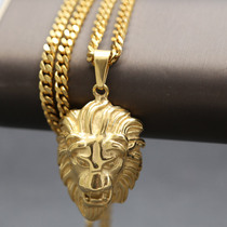 Tide Boutique Lion Head of European and American Street Hip Hop Necklace Pending Lion Medlion