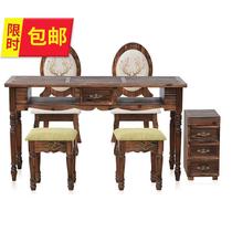 2021 American country vintage manicure table and chair set Single Double Trio about Chinese solid wood manicure table