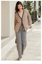 Pure cashmere twist thickened heavy industry cardigan jacket loose casual versatile V-neck