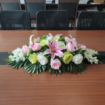 Long conference table flower simulation flower decoration decoration long table flower conference room table flower silk flower desk plastic flower