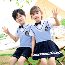 Kindergarten Landscaped Summer Act Out of Children Blue Class Inn College Wind school suit Suit Elementary School Kids Pure Cotton