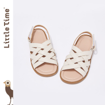 littletime girl sandals 2022 summer new one foot pedal slippers beach casual breathable open-toe single shoes