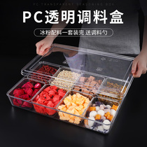 Ice powder ingredients box condiments seasoning seasoning box Household kitchen Hotel commercial lattice box stall combination full set