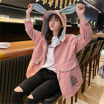 Medium and large childrens clothing girls autumn coat cute 2021 new spring and autumn girls foreign Style Fashion wind coat