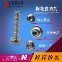  Plum blossom round head self-tapping screw M2 6M3M4M5M6 flower-shaped hexagon anti-theft pan head flat tail screw black