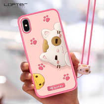 Loft loft suitable for Apple x phone case iphonexsmax soft silicone X All-inclusive anti-drop protective case xs women cute cartoon 8x new soft case with lanyard