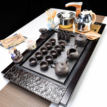 Fully automatic boiling kettle integrated solid wood tea tray complete set of purple sand tea set for home drinking tea table tea table tray
