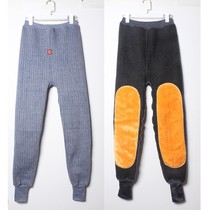 Winter mens warm pants thick and velvet single piece inside wear wool pants big size slim cotton pants mens knee pads