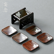 Delusion Ebony tea cup mat Solid wood Kung Fu tea Road mat Insulation mat Tin tea set accessories combination