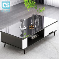 Italian style very simple marble tempered glass coffee table TV cabinet light luxury modern living room household small apartment table