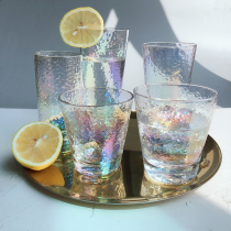 ins net red high face value rainbow dazzling glass cup creative girls heart transparent water cup milk cup juice mug