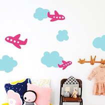 Kindergarten baby room layout bedroom wall warm decoration Nordic ins Wind wall sticker cloud plane
