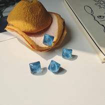 Water polo Ripples 925 Silver Ear Nail Blue Retro Personality Girl Fresh Earrings Ear Clip Without Ear