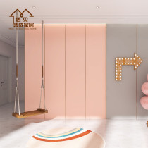 Spot pure pink bamboo and wood fiber integrated wallboard Warm bedroom princess room environmental protection wallboard paint-free quick installation board