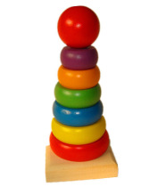 Mutoro Mini Wooden Rainbow Tower Small Multi-storey Laminated High Ring Toys Know Color and Size