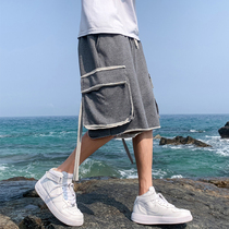 Sports shorts Mens loose summer American high street tooling five-point pants trend hip-hop pants straight wool sweater pants