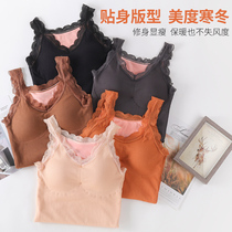 Autumn winter warm vest woman thickened with velvety V lead lace plastic body sensuality with chest cushion warm vest rub chest blouse