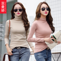 2 pieces of 59 yuan] 2021 spring and autumn polished base shirt female half high collar long sleeve T-shirt tight-fitting clothes