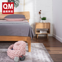 Qu Mei's home full wood bedside cabinet Modern simple white oak house storage bedroom bedroom bedside table