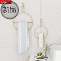 Towel rack Circle ring Towel ring free f punch European style hanging hand towel rack Black gold bathroom hand towel