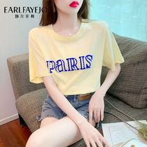 Letter Printed Nail Beads Pure Cotton Short Sleeve T-Shirt Woman Dress Summer Dress 2022 New Blouses Design Sensation Niche Fashion