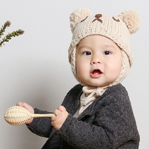 Baby hat winter male baby thickened Korean version 6-12-18 months hat 0-1 year old knitted cartoon ear protection