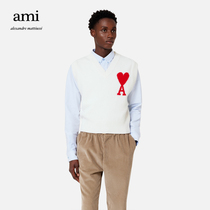 AMI unisex 22 autumn and winter new love wool casual sleeveless knit sweater