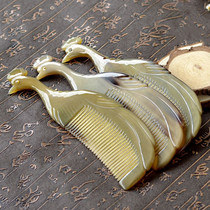 Boutique horn massage hair comb Peacock carving hair comb Natural lines for men and womens head scalp meridian gift