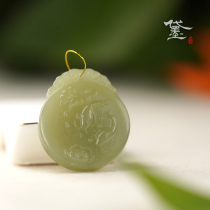 Dai Mo (jewelry)Hetian jade lotus fish pendant Qinghai mountain jade Topaz more than a year pendant Buddha bracelet