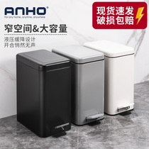 Garbage bin large household living room kitchen office creative European stainless steel pedal foot covered outdoor tube