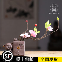 Moshou creative purple sand pig tea pet ornaments boutique can raise piano chess calligraphy and painting flower mini hydroponic vase